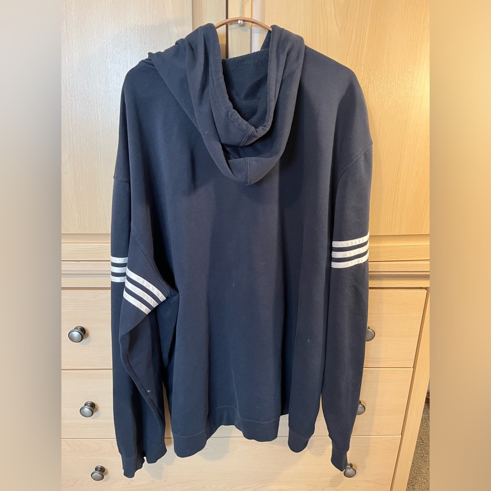 Vintage Y2K blue Adidas Striped Zip Up Hoodie - XXL - Picture 4 of 4
